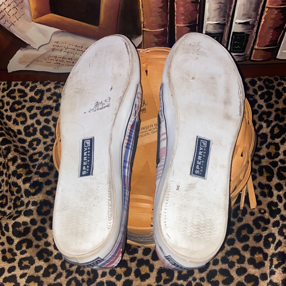 Sperry Top Sliders Plaid Slip on Deck Shoes Size 9 need cleaning good condition - Picture 6 of 6